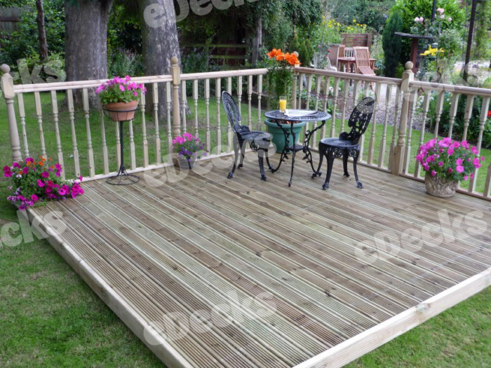 Garden Decking kit 4.8m x 4.8m Easy Deck Patio Kit (With Handrails)