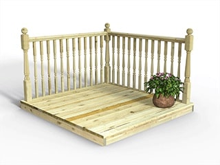 2.4m x 2.4m Garden decking Reject Decking Kit With Handrails Timbers