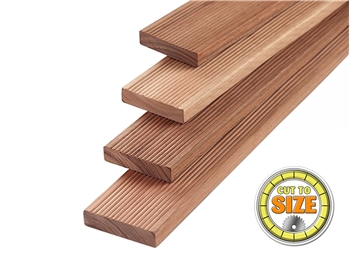 Cut To Size - Smooth / Ribbed Hardwood RED Balau Decking (90mm x 19mm)