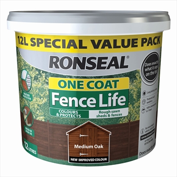 Ronseal One Coat Fence Life 12 Litre (Medium Oak)