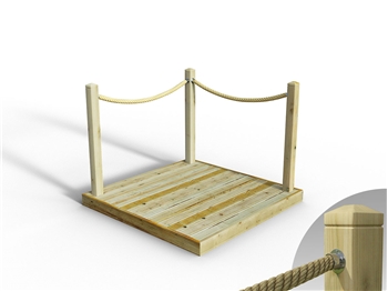 Standard Redwood Decking Kit 1.5m x 1.5m (With Rope Handrails)