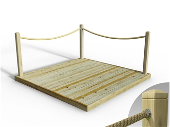 Standard Redwood Decking Kit 2.4m x 2.4m (With Rope Handrails)