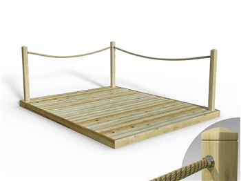 Standard Redwood Decking Kit 2.4m x 3m (With Rope Handrails)