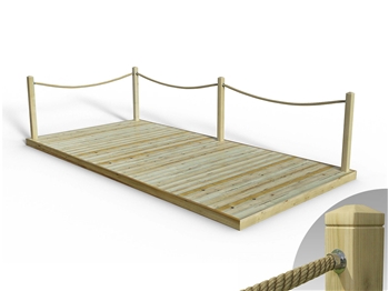 Standard Redwood Decking Kit 2.4m x 4.8m (With Rope Handrails)
