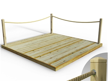 Standard Redwood Decking Kit 3m x 3m (With Rope Handrails)