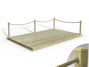 Standard Redwood Decking Kit 3m x 4.8m (With Rope Handrails)