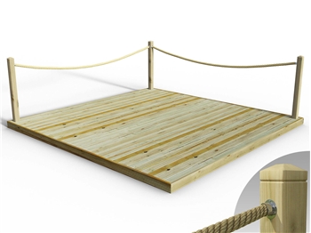 Standard Redwood Decking Kit 3.6m x 3.6m (With Rope Handrails)