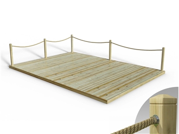 Standard Redwood Decking Kit 4.2m x 6m (With Rope Handrails)