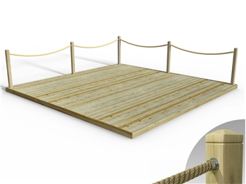 Standard Redwood Decking Kit 4.8m x 4.8m (With Rope Handrails)