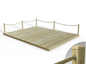 Standard Redwood Decking Kit 4.8m x 6m (With Rope Handrails)