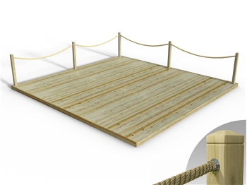 Standard Redwood Decking Kit 5.4m x 5.4m (With Rope Handrails)