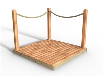 Hardwood 90mm Balau Deck Kit 1.5m x 1.5m (With Rope Handrails)