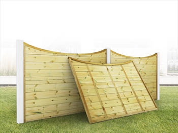 Concave Contemporary Fence Panel (6ft x 4ft x 3