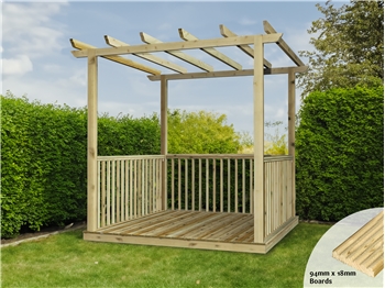 Discount Decking Kit With Pergola 2.4m x 2.4m (With Handrails)