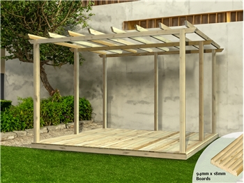 Discount Decking Kit With Pergola 3.6m x 3.6m (No Handrails)