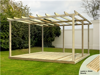 Discount Decking Kit With Pergola 4.2m x 4.2m (No Handrails)