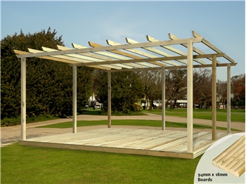 Discount Decking Kit With Pergola 4.8m x 4.8m (No Handrails)