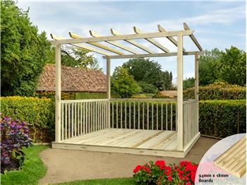 Discount Decking Kit With Pergola 3m x 3m (With Handrails)