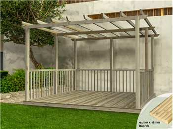 Discount Decking Kit With Pergola 3.6m x 3.6m (With Handrails)