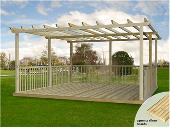 Discount Decking Kit With Pergola 4.8m x 4.8m (With Handrails)