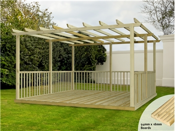 Discount Decking Kit With Pergola 4.2m x 4.2m (With Handrails)