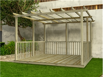 Standard Decking Kit With Pergola 3.6m x 3.6m (With Handrails)