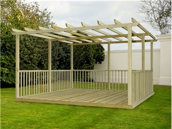 Standard Decking Kit With Pergola 4.2m x 4.2m (With Handrails)