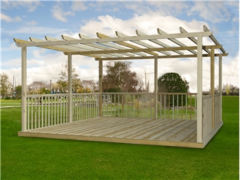 Standard Decking Kit With Pergola 4.8m x 4.8m (With Handrails)