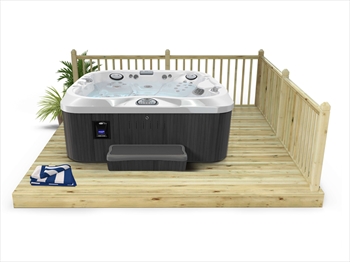Standard Redwood 120mm Hot Tub Deck Kit 3.6m x 3.6m (With Handrails)
