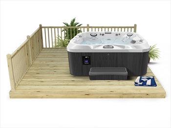 Standard Redwood 120mm Hot Tub Deck Kit 4.2m x 4.2m (With Handrails)