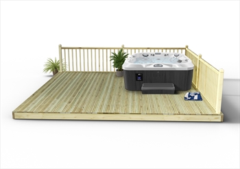 Standard Redwood 120mm Hot Tub Deck Kit 4.8m x 4.8m (With Handrails)