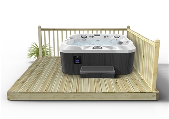 Standard Redwood 120mm Hot Tub Deck Kit 3.0m x 3.0m (With Handrails)