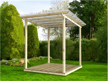 Discount Decking Kit With Pergola And Vistalux Roof 2.4m x 2.4m (No Handrails)