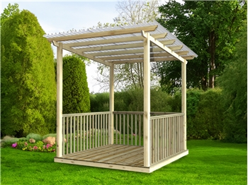 Discount Decking Kit With Pergola And Vistalux Roof 2.4m x 2.4m (With Handrails)