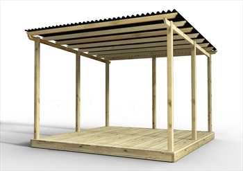 Hot Tub Deck Kit 3.6m x 3.6m with Bitumen Roof (No Handrails)