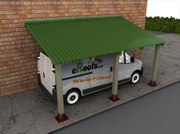 Green Bitumen CarPort 2.4m x 3.5m (Coroline Roof Sheets)