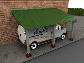 Green Bitumen CarPort - BituRoof Sheets (W 2400mm x L 5200mm)