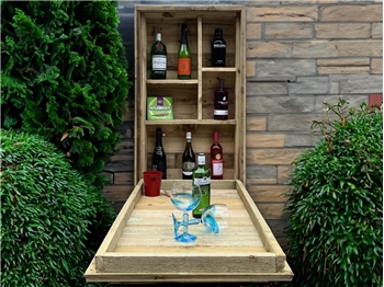 Timber Fold Out Wall Mounted Drinks Bar (600mm x 1035mm)
