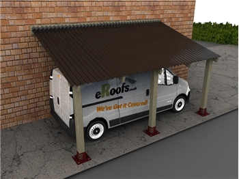 Heavy Duty Black Bitumen CarPort - Onduline Roof Sheets (W 2400mm x L 3500mm)