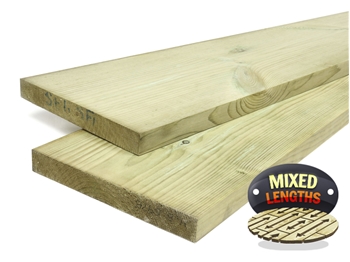 Green - Treated Planed Square Edge Timber (150mm x 25mm) Random Lengths