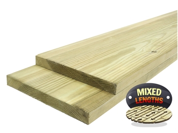 Green - Treated Planed Square Edge Timber (175mm x 25mm) Random Lengths