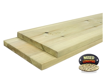 Green - Treated Planed Square Edge Timber (225mm x 25mm) Random Lengths