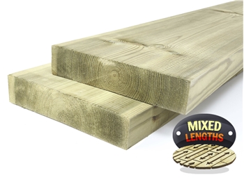 Green - Treated Planed Square Edge Timber (225mm x 50mm) Random Lengths