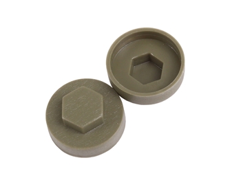 Olive Green Tech Bolt Caps 16mm (Pack of 100)