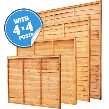 Overlap Fence Panel Kit With 4" Posts (Pack Of 3)
