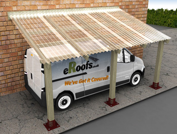 2.4m x 4.30m CarPort Includes 3" Profile PVC Roof