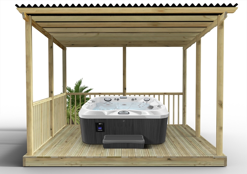 Hot Tub Deck Kit 3.6m x 3.6m with Bitumen Roof (With Handrails)