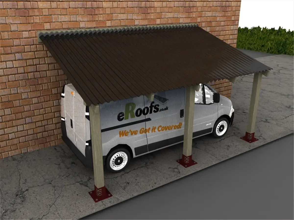 Heavy Duty Black Bitumen CarPort - Onduline Roof Sheets (W 2400mm x L 3500mm)
