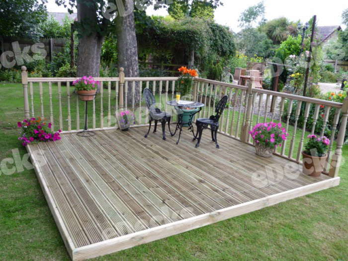 Garden Decking kit 1.8m x 2.4m Easy Deck Kit (With Handrails)