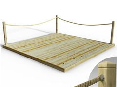 Standard Redwood Decking Kit 3.6m x 3.6m (With Rope Handrails)